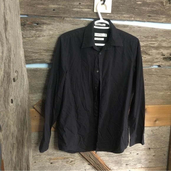 Calvin Klein Size Small Black Button Down Shirt - Picture 1 of 4